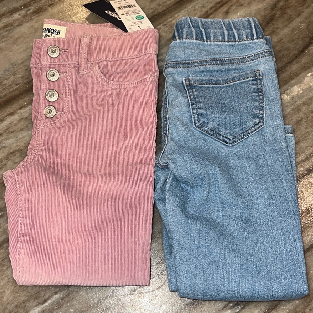 Oshkosh Corduroy and denim jeggings 4t